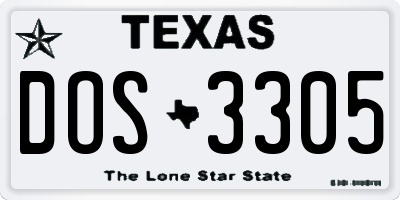TX license plate DOS3305