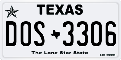 TX license plate DOS3306