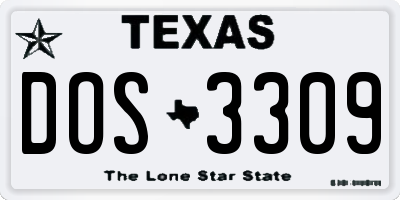 TX license plate DOS3309