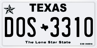 TX license plate DOS3310