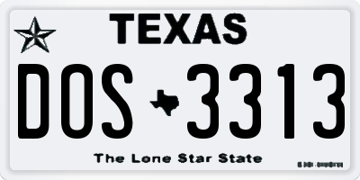TX license plate DOS3313