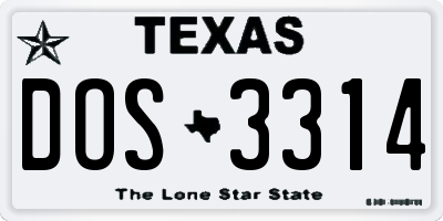 TX license plate DOS3314