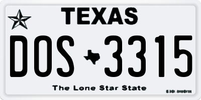 TX license plate DOS3315