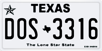 TX license plate DOS3316