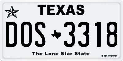 TX license plate DOS3318