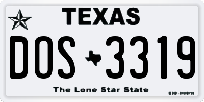 TX license plate DOS3319