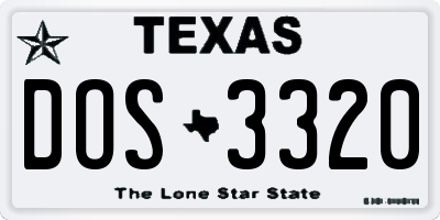 TX license plate DOS3320