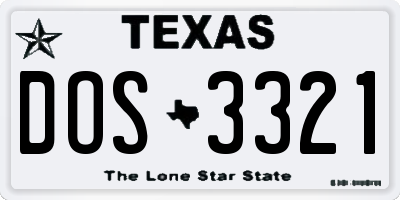 TX license plate DOS3321