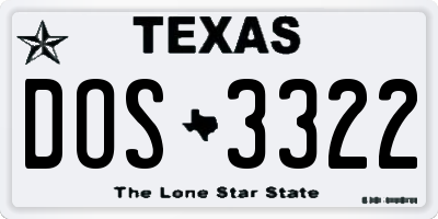TX license plate DOS3322