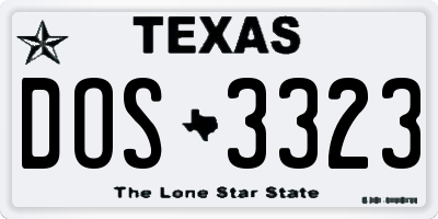 TX license plate DOS3323