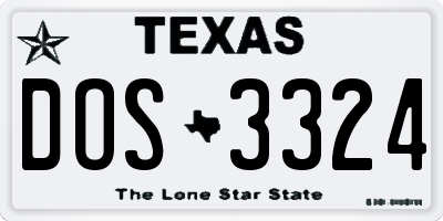 TX license plate DOS3324