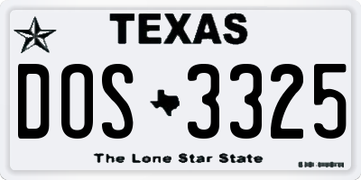 TX license plate DOS3325