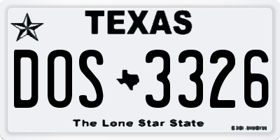 TX license plate DOS3326