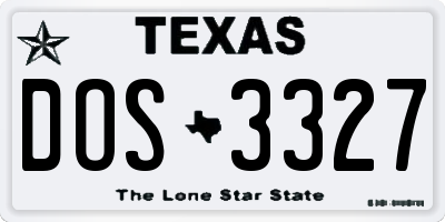 TX license plate DOS3327