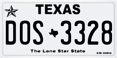 TX license plate DOS3328
