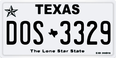 TX license plate DOS3329