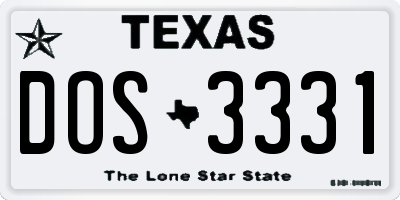 TX license plate DOS3331