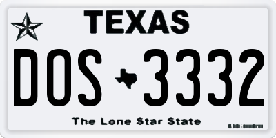 TX license plate DOS3332