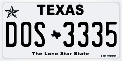 TX license plate DOS3335