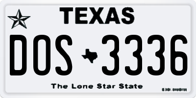 TX license plate DOS3336