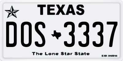 TX license plate DOS3337