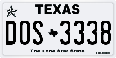 TX license plate DOS3338