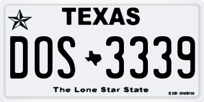 TX license plate DOS3339