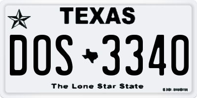 TX license plate DOS3340