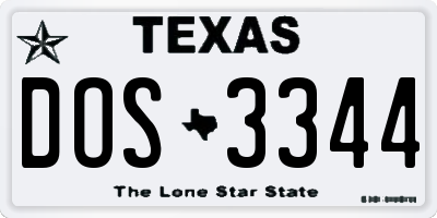TX license plate DOS3344