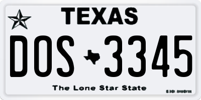 TX license plate DOS3345