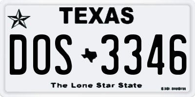 TX license plate DOS3346