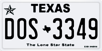 TX license plate DOS3349