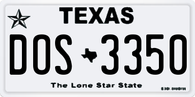 TX license plate DOS3350