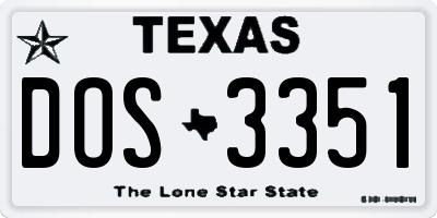 TX license plate DOS3351