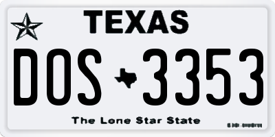 TX license plate DOS3353
