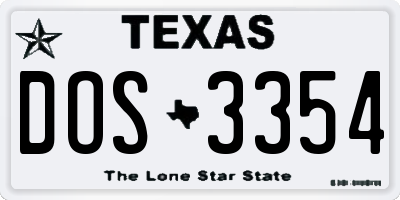 TX license plate DOS3354