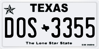 TX license plate DOS3355