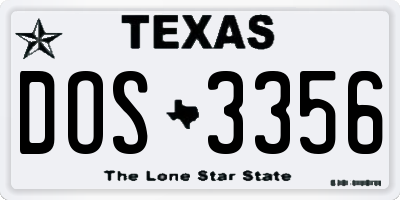 TX license plate DOS3356