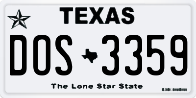 TX license plate DOS3359
