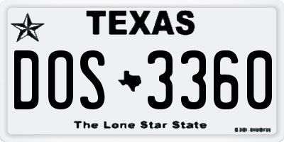 TX license plate DOS3360