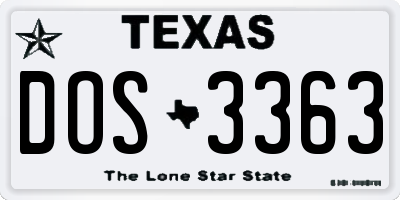 TX license plate DOS3363
