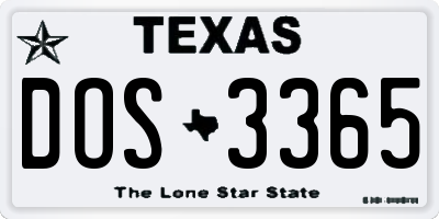 TX license plate DOS3365