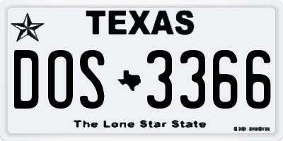 TX license plate DOS3366
