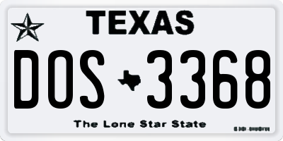 TX license plate DOS3368