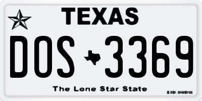 TX license plate DOS3369