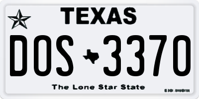 TX license plate DOS3370