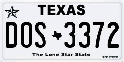 TX license plate DOS3372
