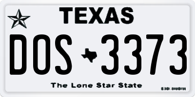 TX license plate DOS3373