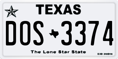 TX license plate DOS3374