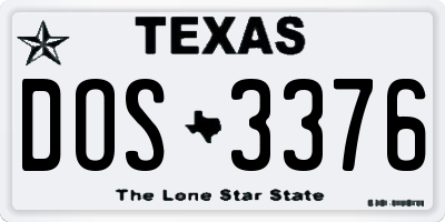 TX license plate DOS3376